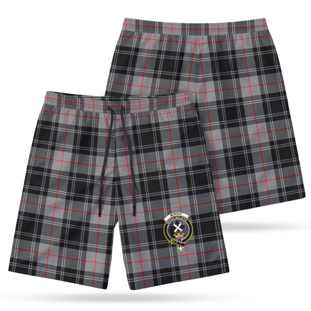 Moffat Modern Tartan Crest Men's Beach Shorts