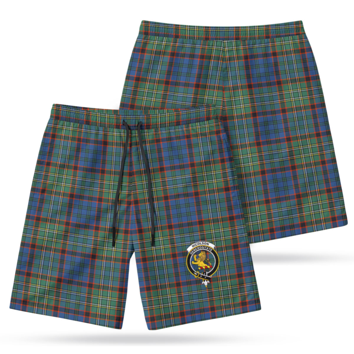 Nicolson Hunting Ancient Tartan Crest Men's Beach Shorts