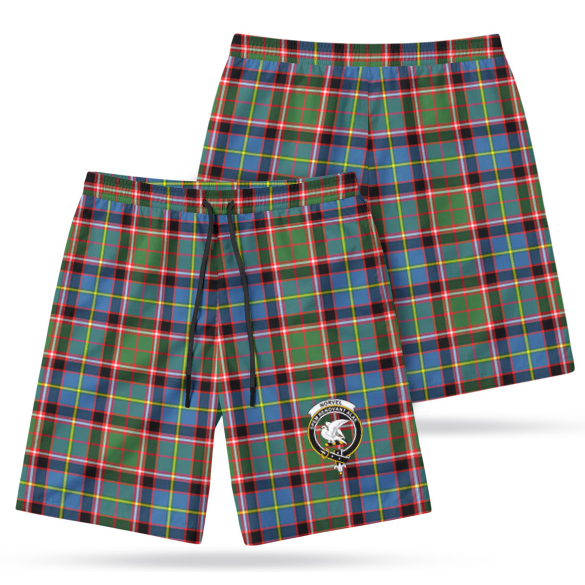 Norvel (or Norvill) Tartan Crest Men's Beach Shorts