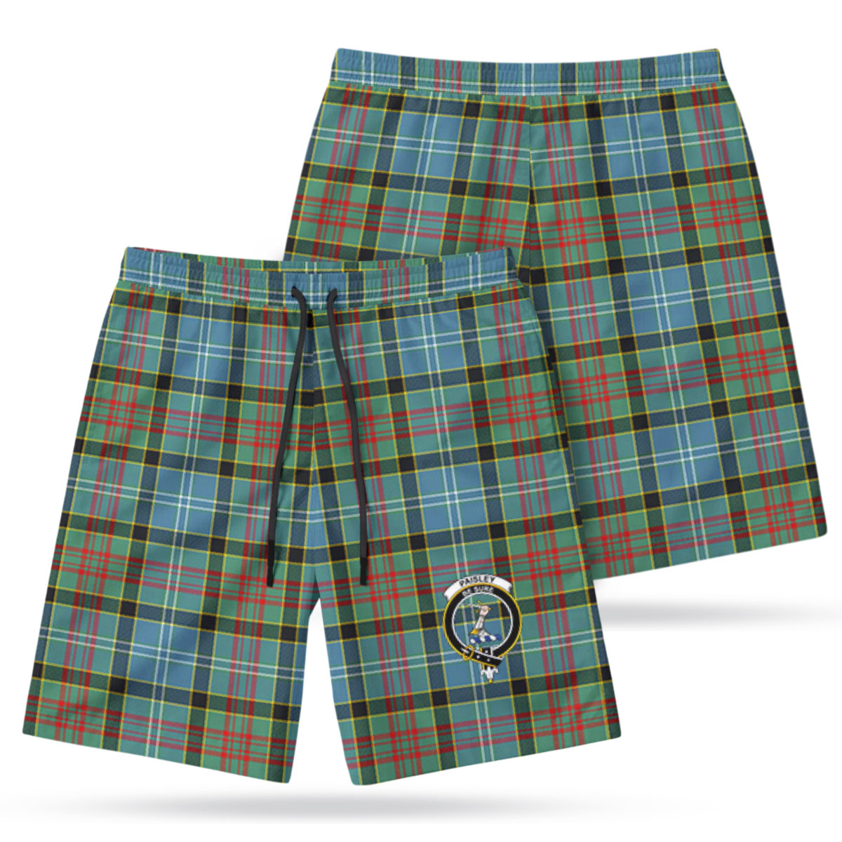 Paisley District Tartan Crest Men's Beach Shorts