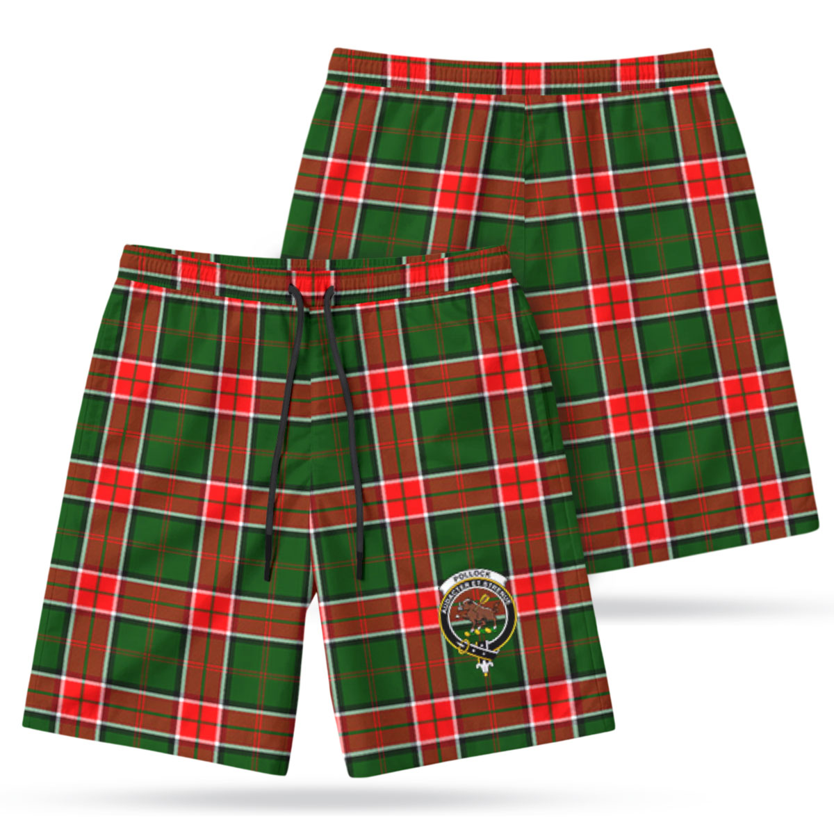 Pollock Tartan Crest Men's Beach Shorts