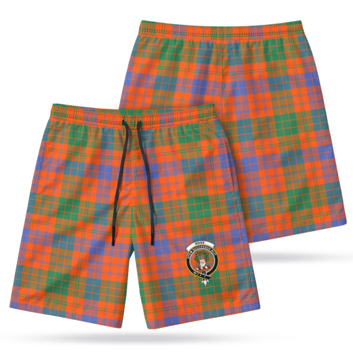 Ross Ancient Tartan Crest Men's Beach Shorts