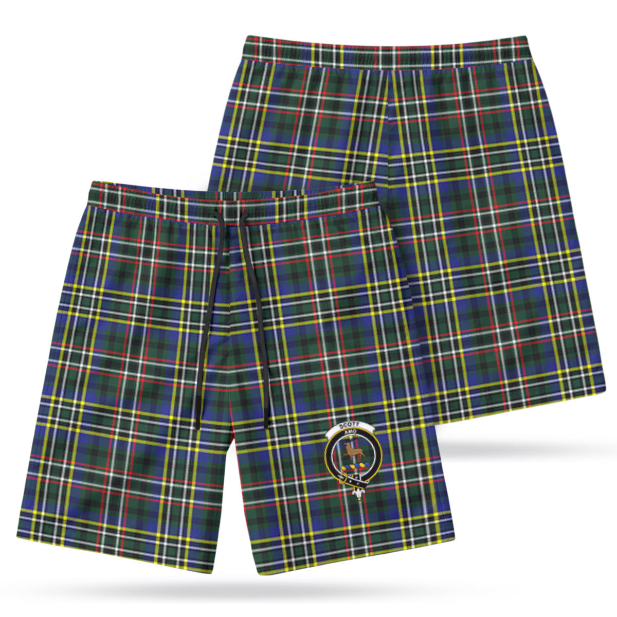 Scott Green Modern Tartan Crest Men's Beach Shorts