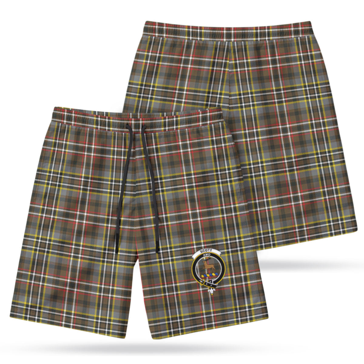 Scott Green Weathered Tartan Crest Men's Beach Shorts