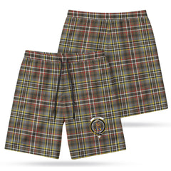 Scott Green Weathered Tartan Crest Men's Beach Shorts