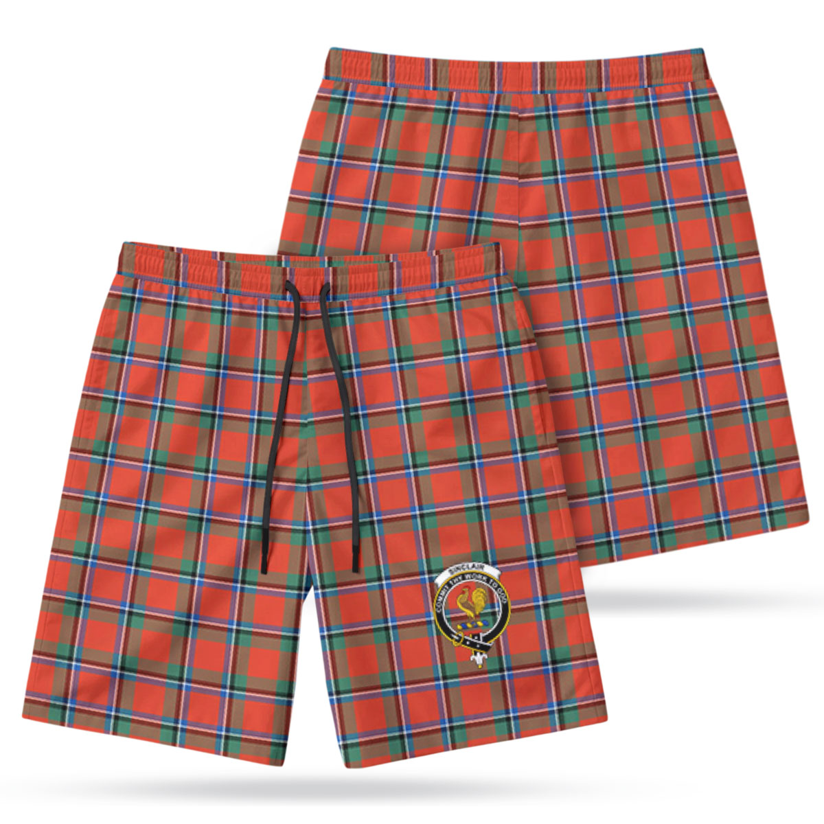 Sinclair Ancient Tartan Crest Men's Beach Shorts