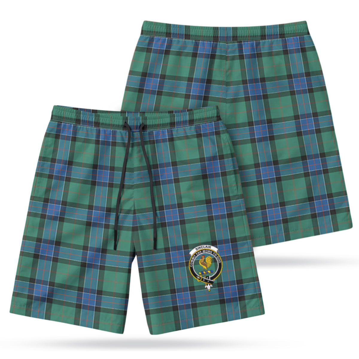 Sinclair Hunting Ancient Tartan Crest Men's Beach Shorts