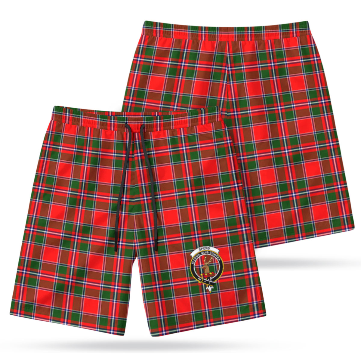 Spens (or Spence) Tartan Crest Men's Beach Shorts