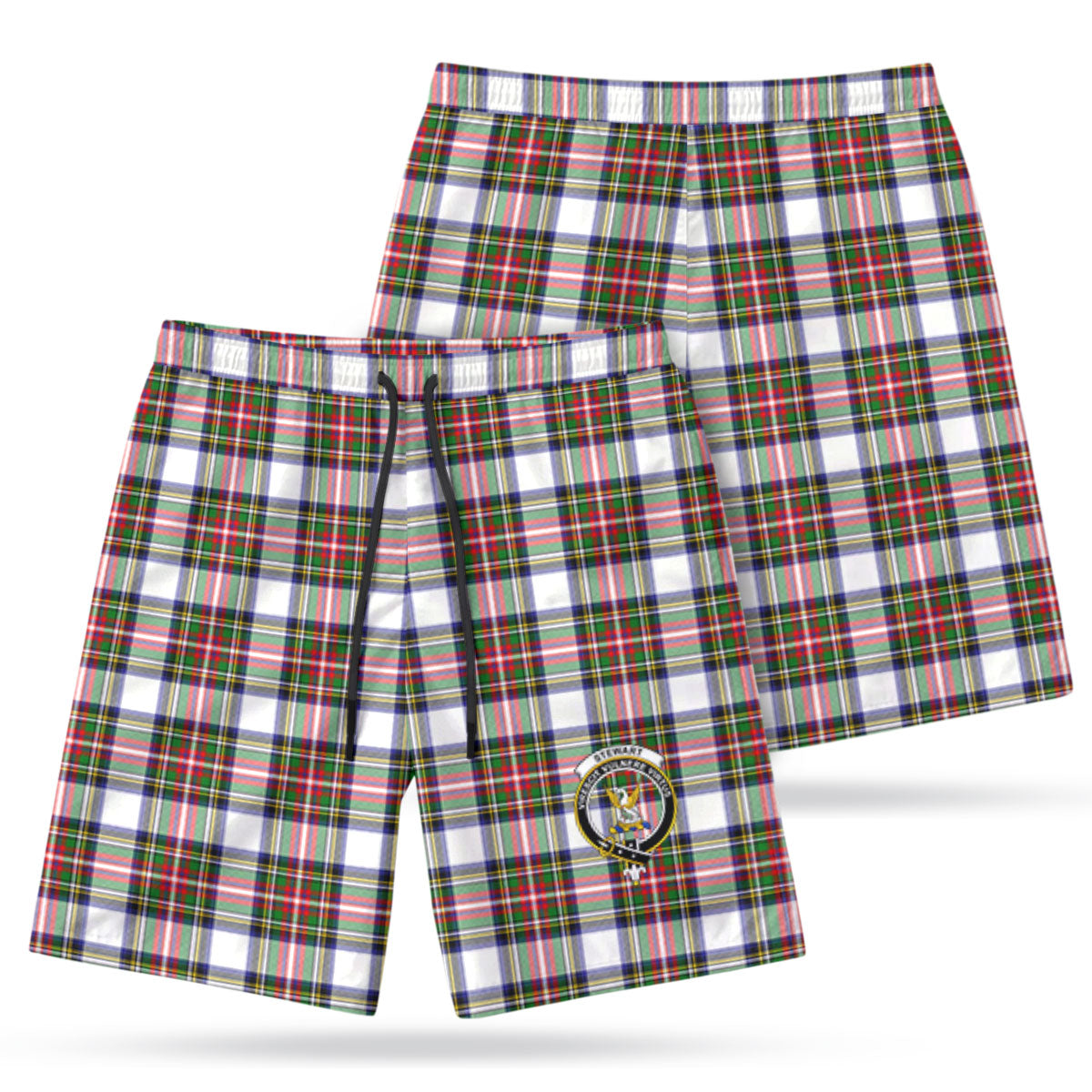 Stewart Dress Modern Tartan Crest Men's Beach Shorts