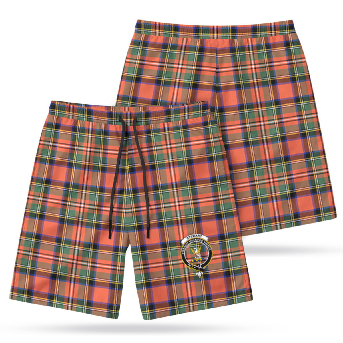 Stewart Royal Ancient Tartan Crest Men's Beach Shorts