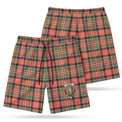 Stewart Royal Ancient Tartan Crest Men's Beach Shorts