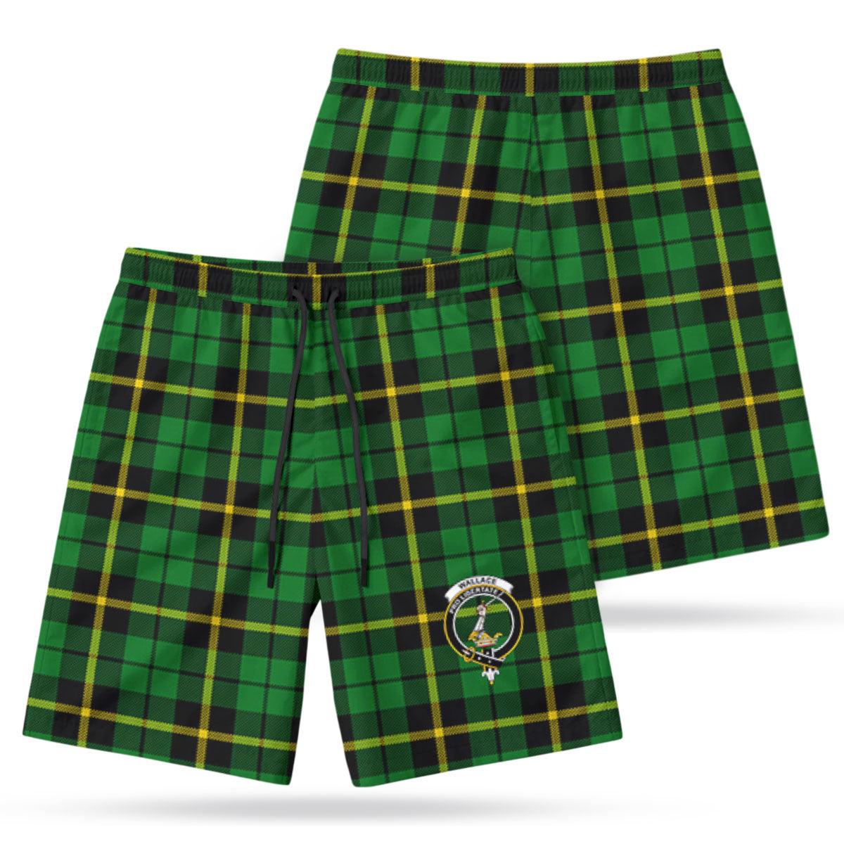 Wallace Hunting Modern Tartan Crest Men's Beach Shorts