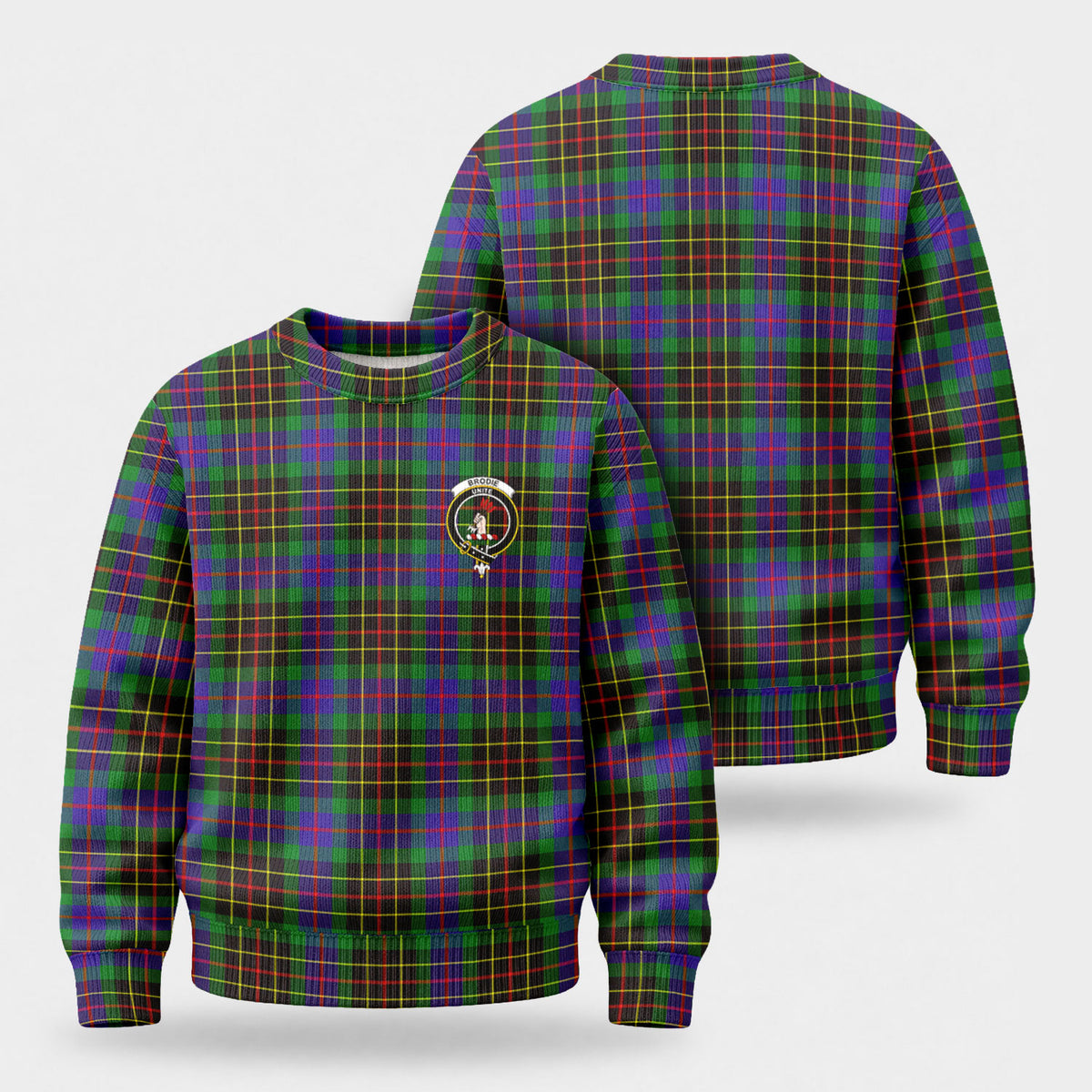 Brodie Hunting Modern Tartan Crest Sweater
