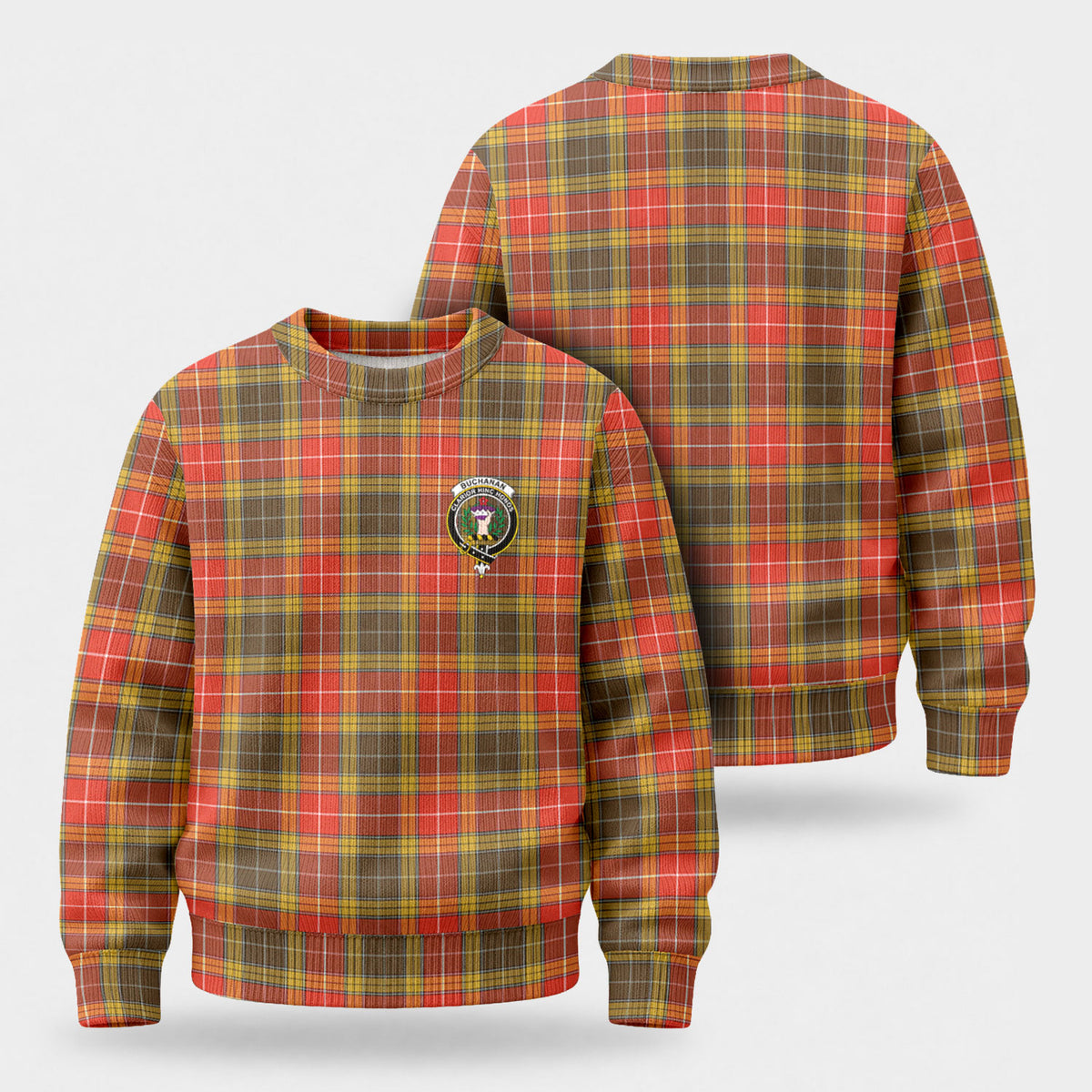Buchanan Old Set Weathered Tartan Crest Sweater