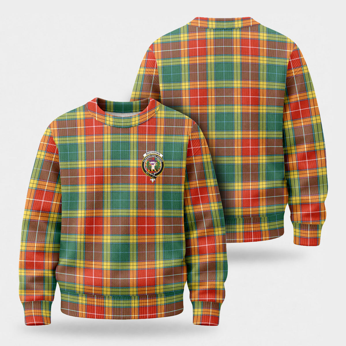 Buchanan Old Sett Tartan Crest Sweater