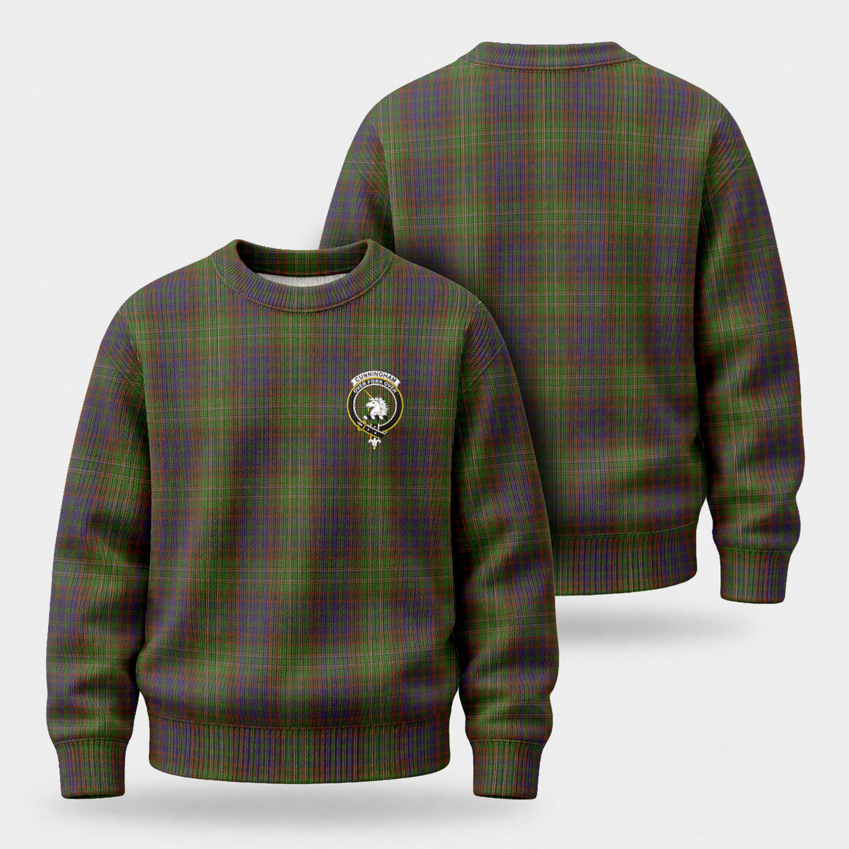 Cunningham Hunting Modern Tartan Crest Sweater
