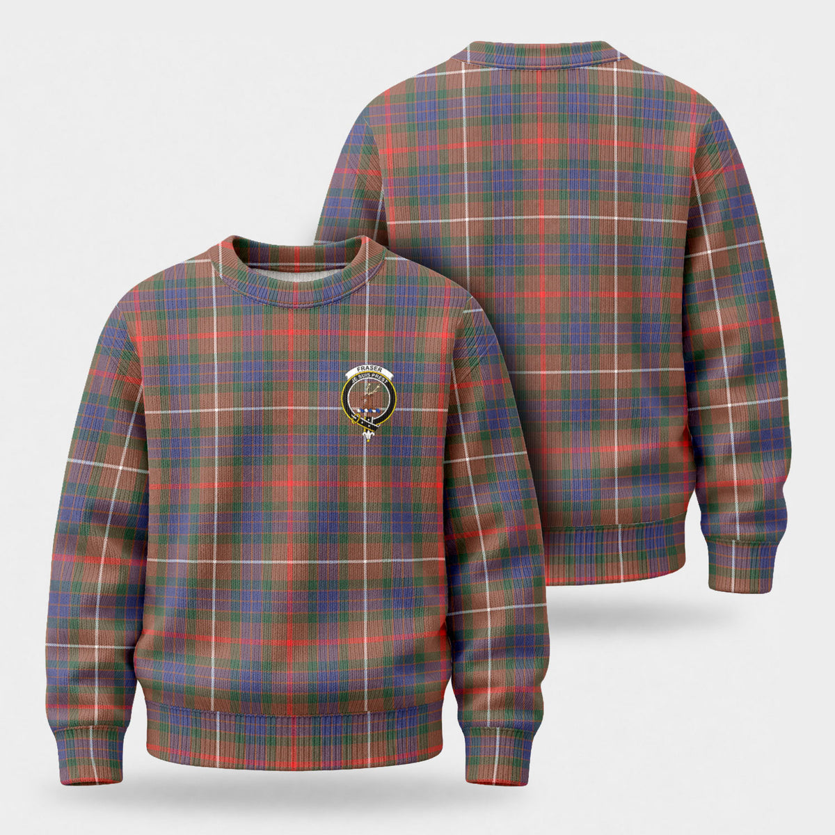 Fraser (of Lovat) Hunting Modern Tartan Crest Sweater