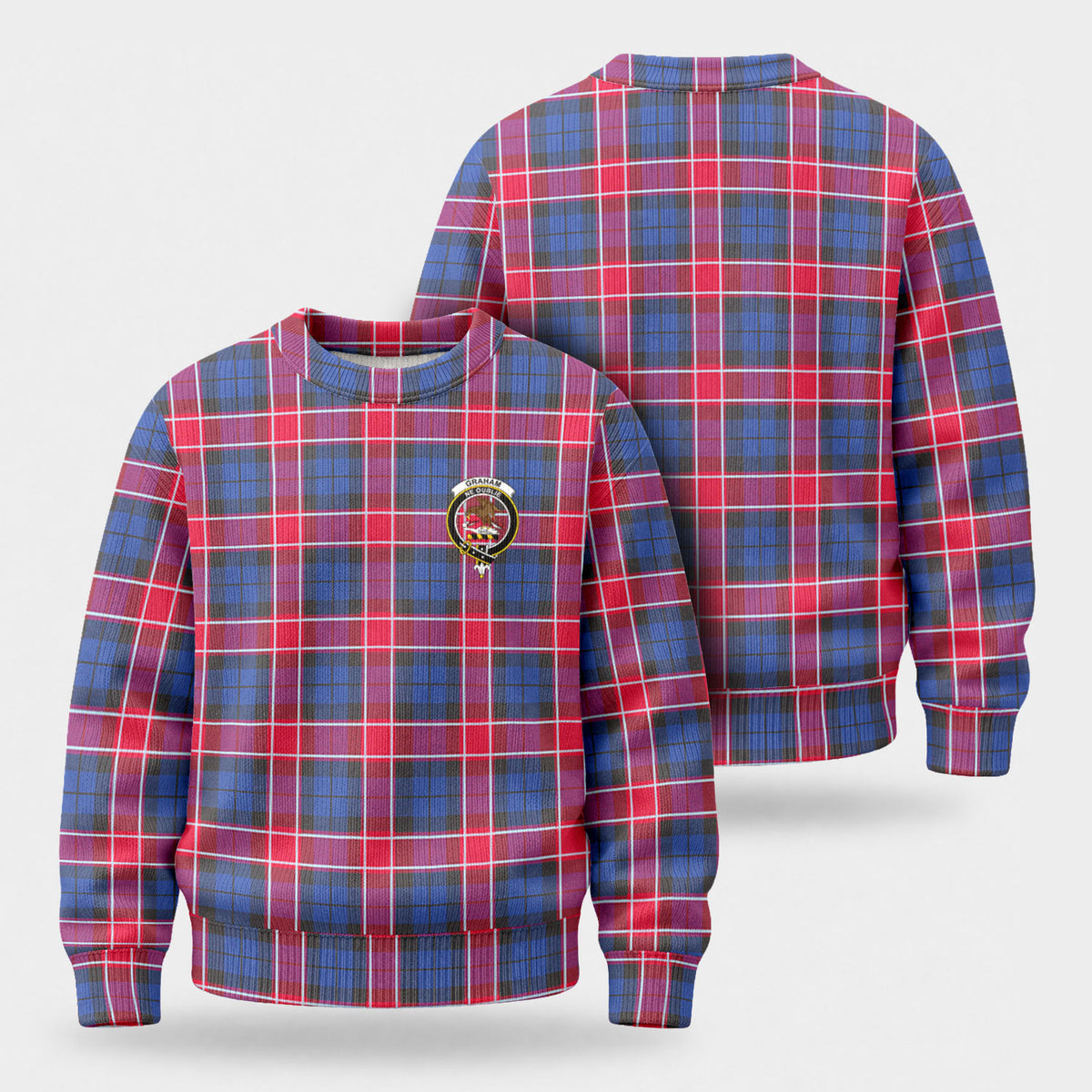 Graham of Menteith Red Tartan Crest Sweater