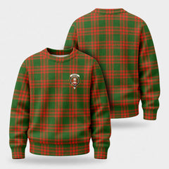 Menzies Green Modern Tartan Crest Sweater