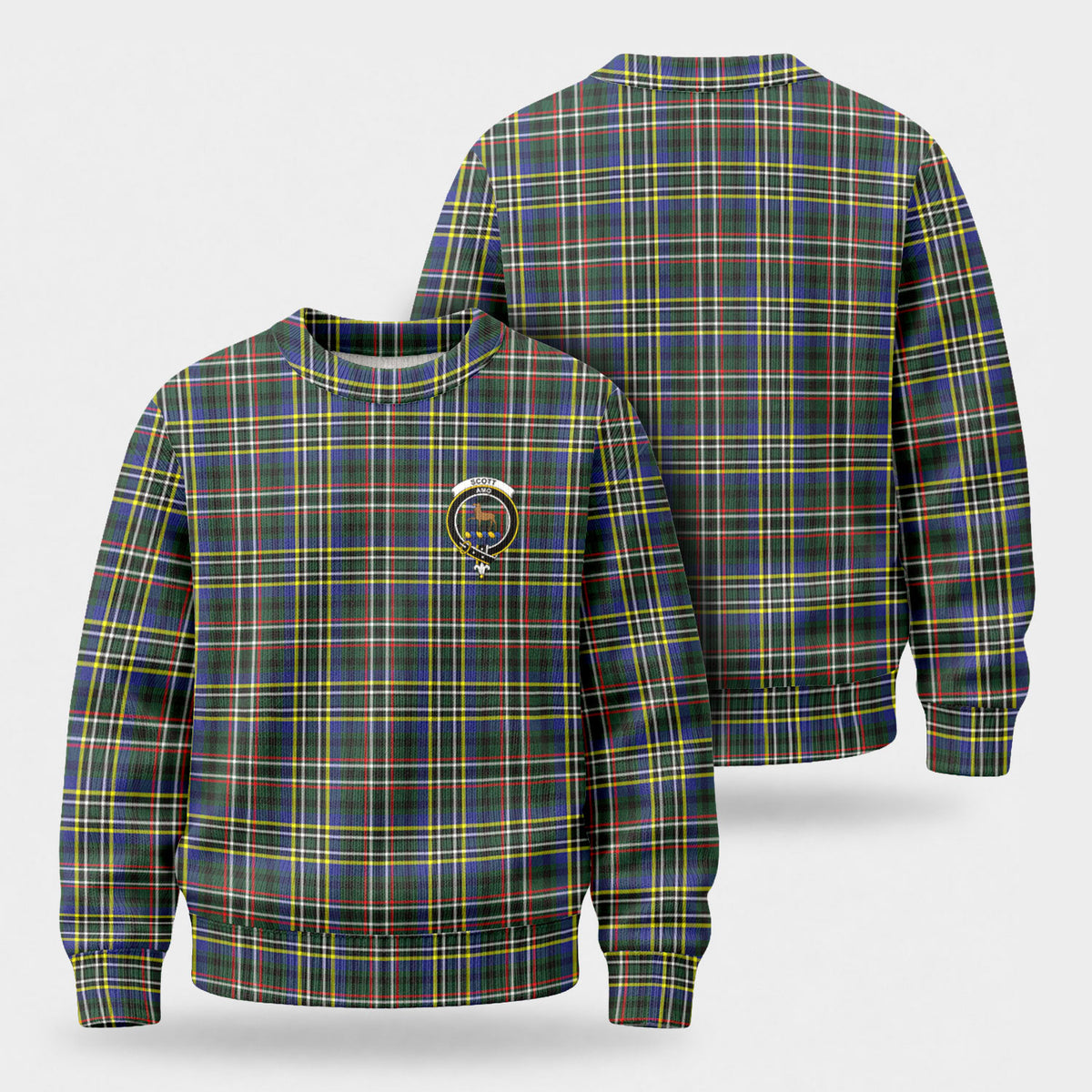 Scott Green Modern Tartan Crest Sweater