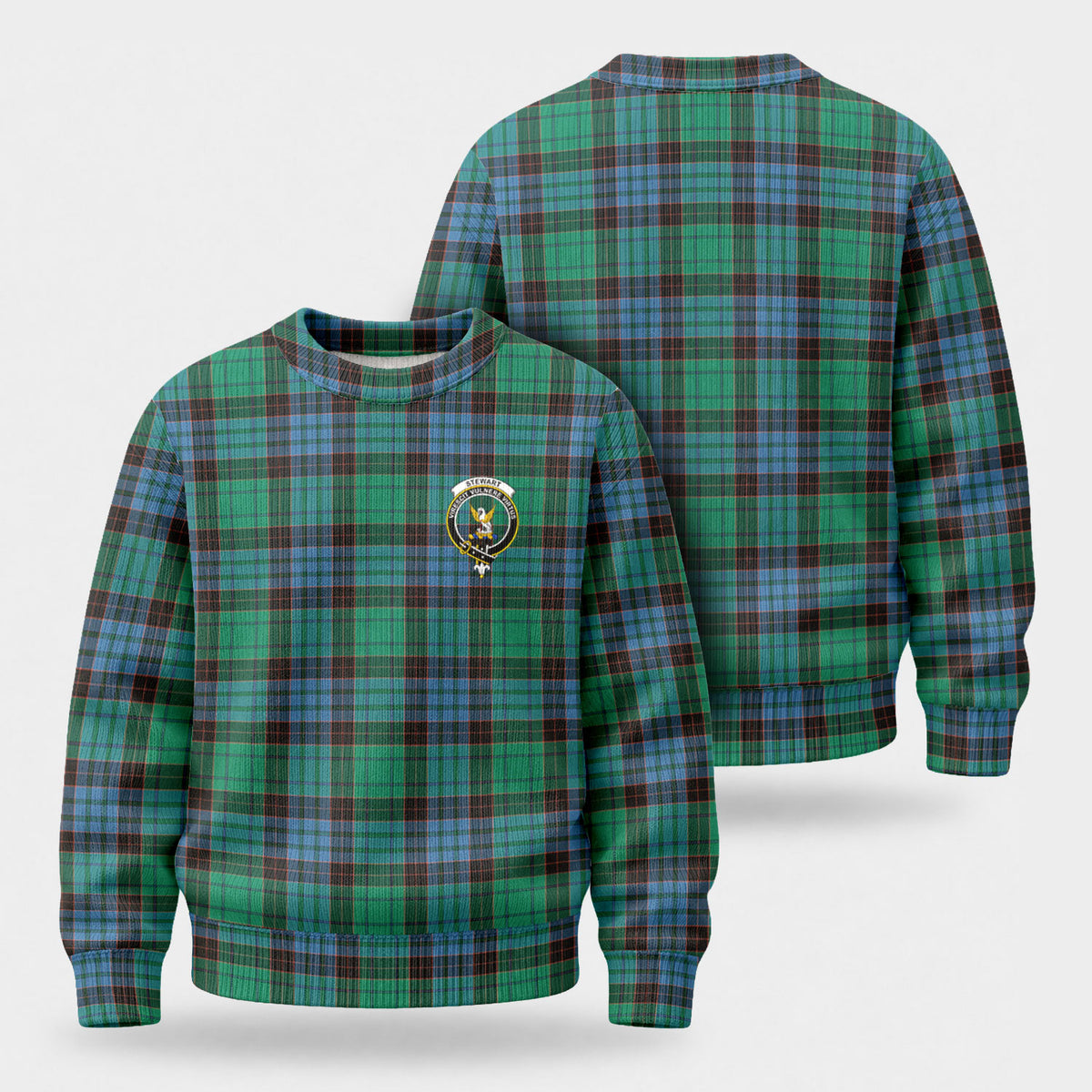 Stewart Old Ancient Tartan Crest Sweater
