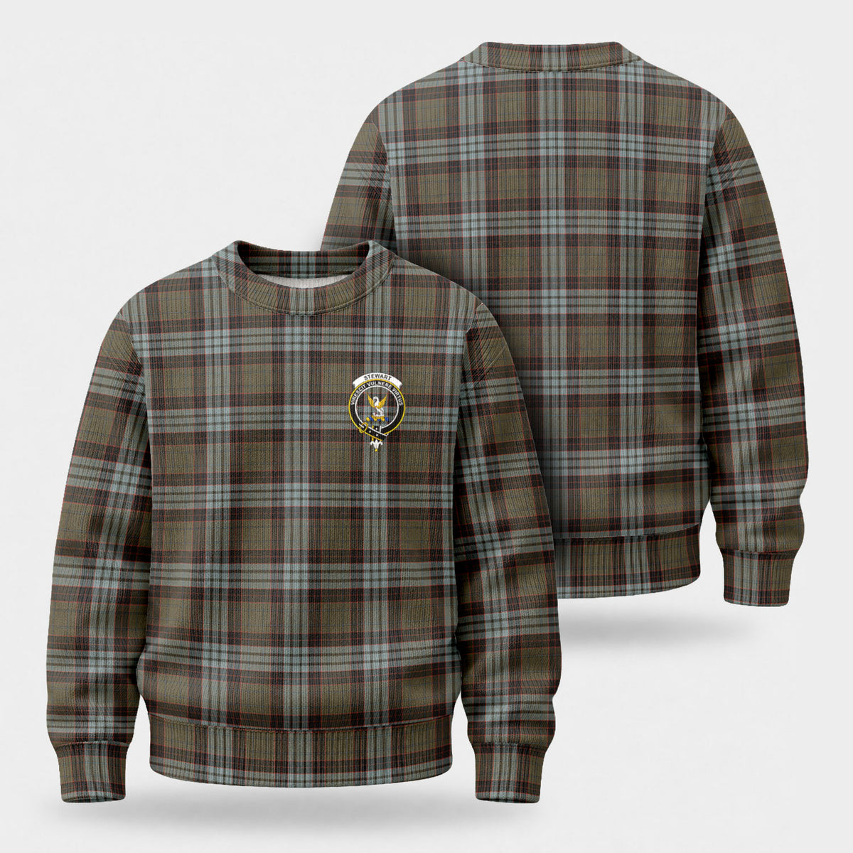 Stewart Old Weathered Tartan Crest Sweater