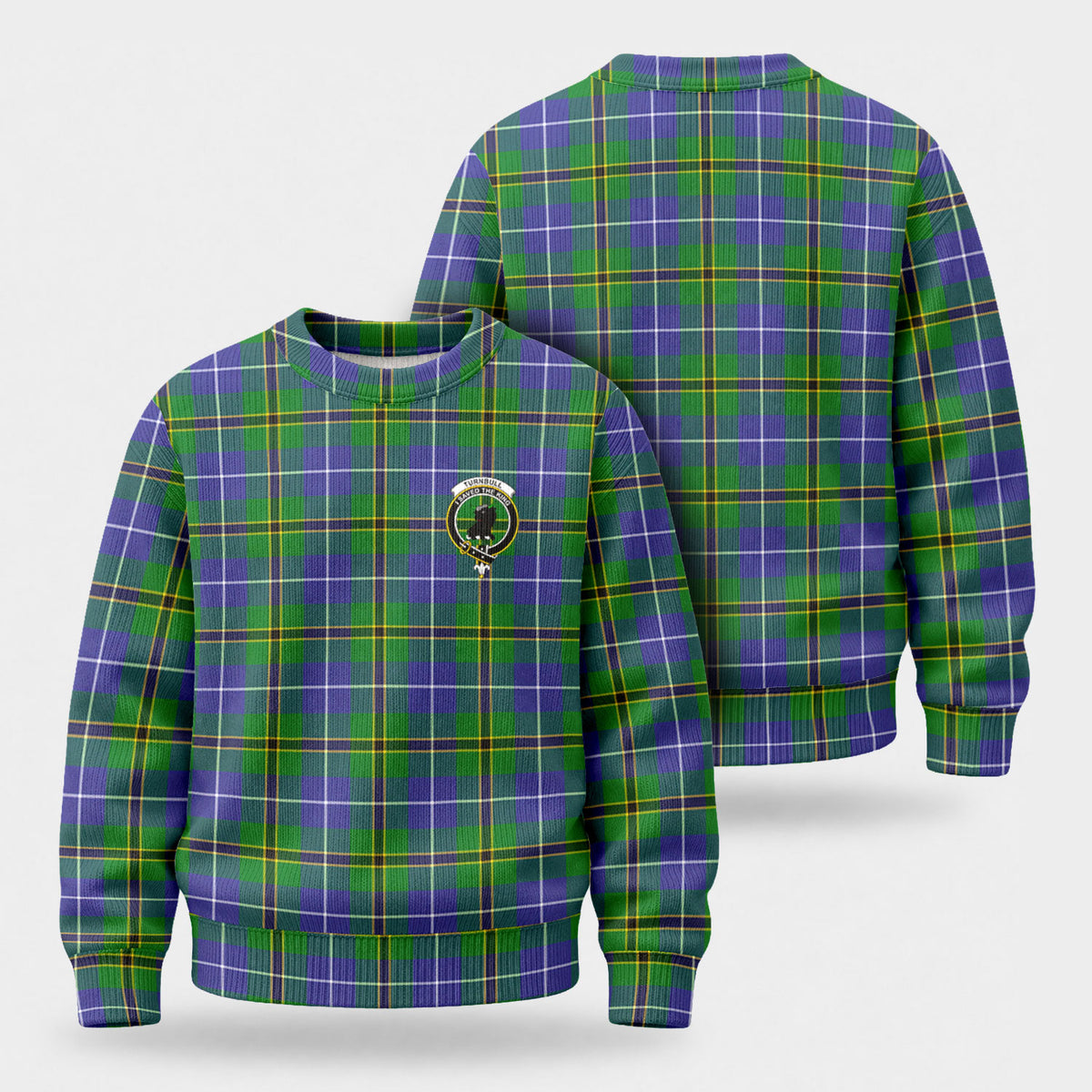 Turnbull Hunting Tartan Crest Sweater