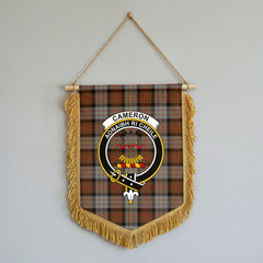 Cameron of Erracht Weathered Tartan Crest Wall Hanging Banner - Wood Pole