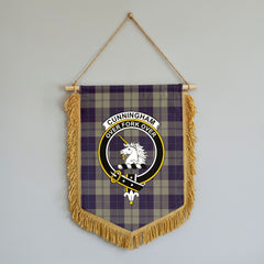 Cunningham Dress Blue Dancers Tartan Crest Wall Hanging Banner - Wood Pole