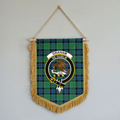 Graham of Menteith Ancient Tartan Crest Wall Hanging Banner - Wood Pole