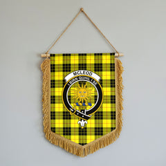 McLeod of Lewis Modern Tartan Crest Wall Hanging Banner - Wood Pole