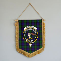 Mitchell Tartan Crest Wall Hanging Banner - Wood Pole