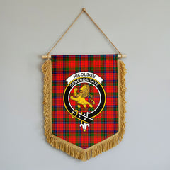 Nicolson Modern Tartan Crest Wall Hanging Banner - Wood Pole