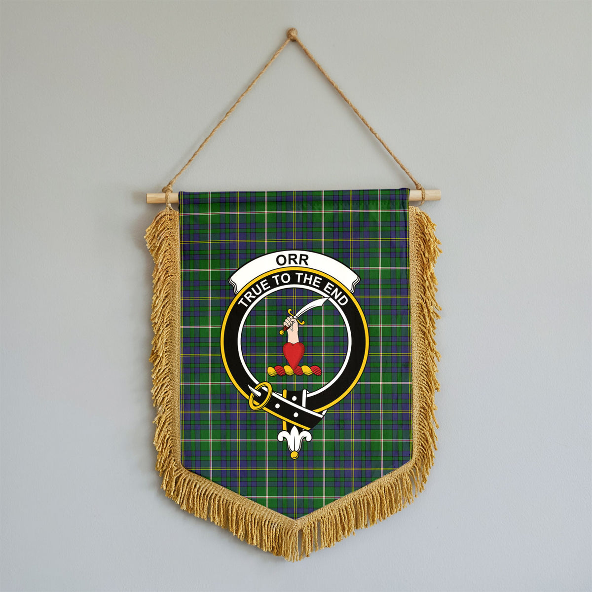 Orr Tartan Crest Wall Hanging Banner - Wood Pole