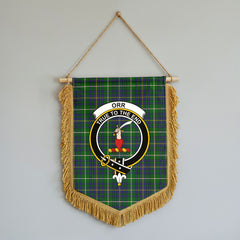 Orr Tartan Crest Wall Hanging Banner - Wood Pole