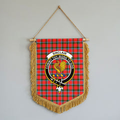 Sinclair Modern Tartan Crest Wall Hanging Banner - Wood Pole