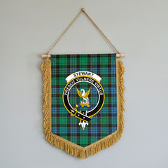 Stewart Old Ancient Tartan Crest Wall Hanging Banner - Wood Pole