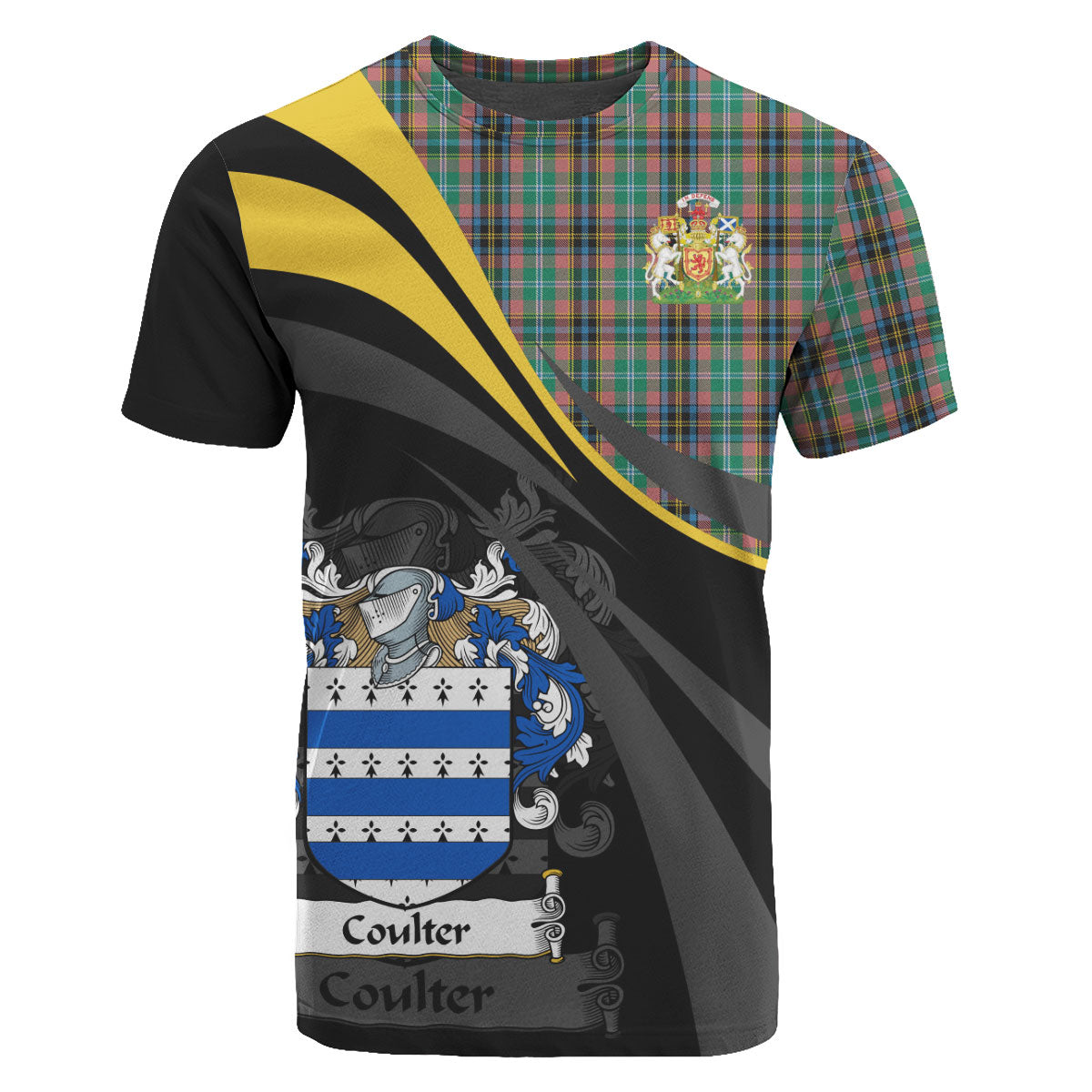 Coulter Tartan T-Shirt - Royal Coat Of Arms Style