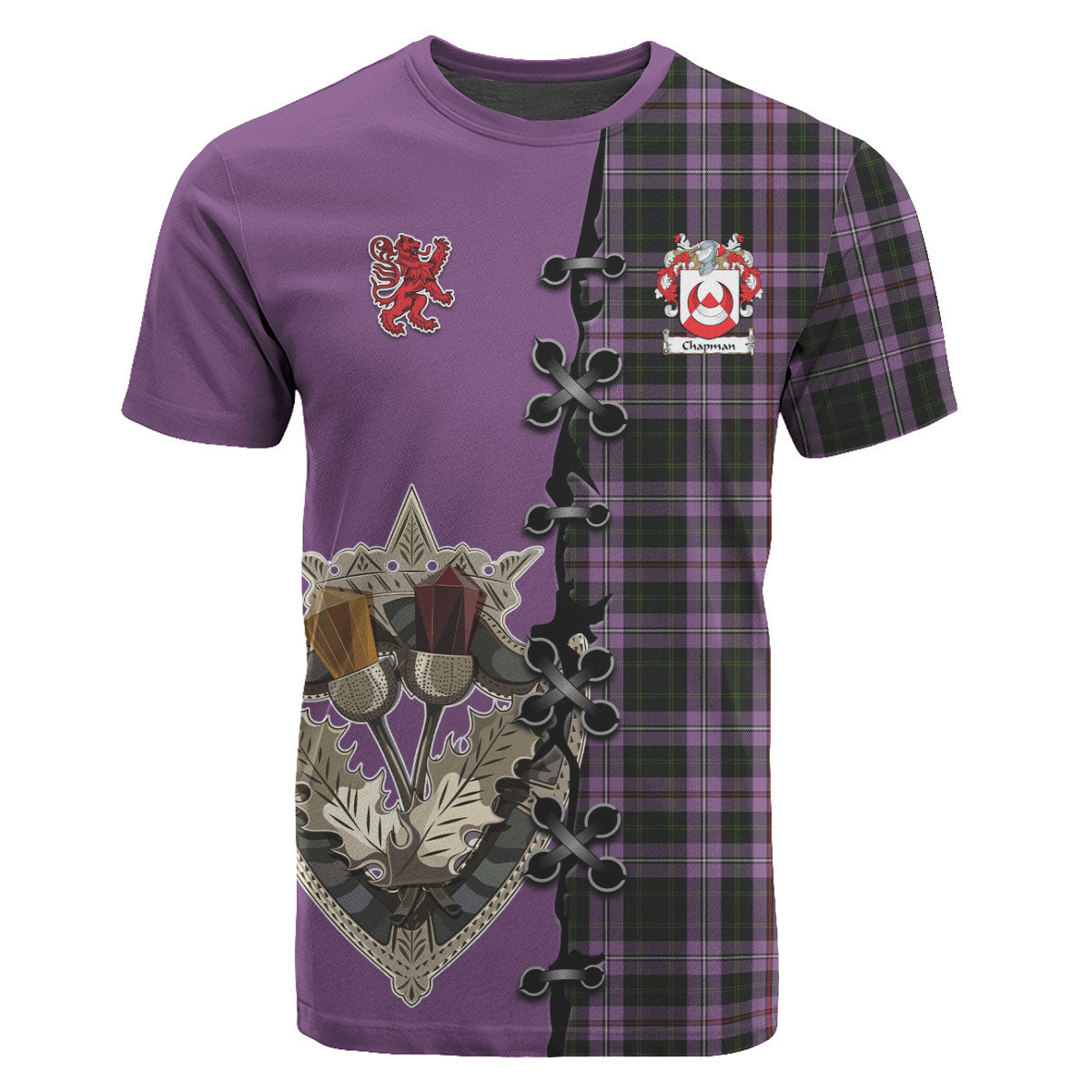 Chapman Tartan T-shirt - Lion Rampant And Celtic Thistle Style