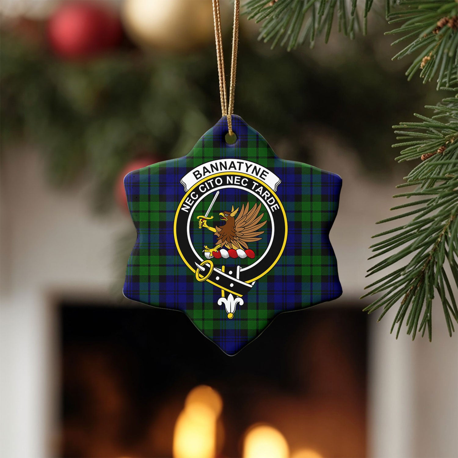 Bannatyne Tartan Crest Christmas Ceramic Ornament