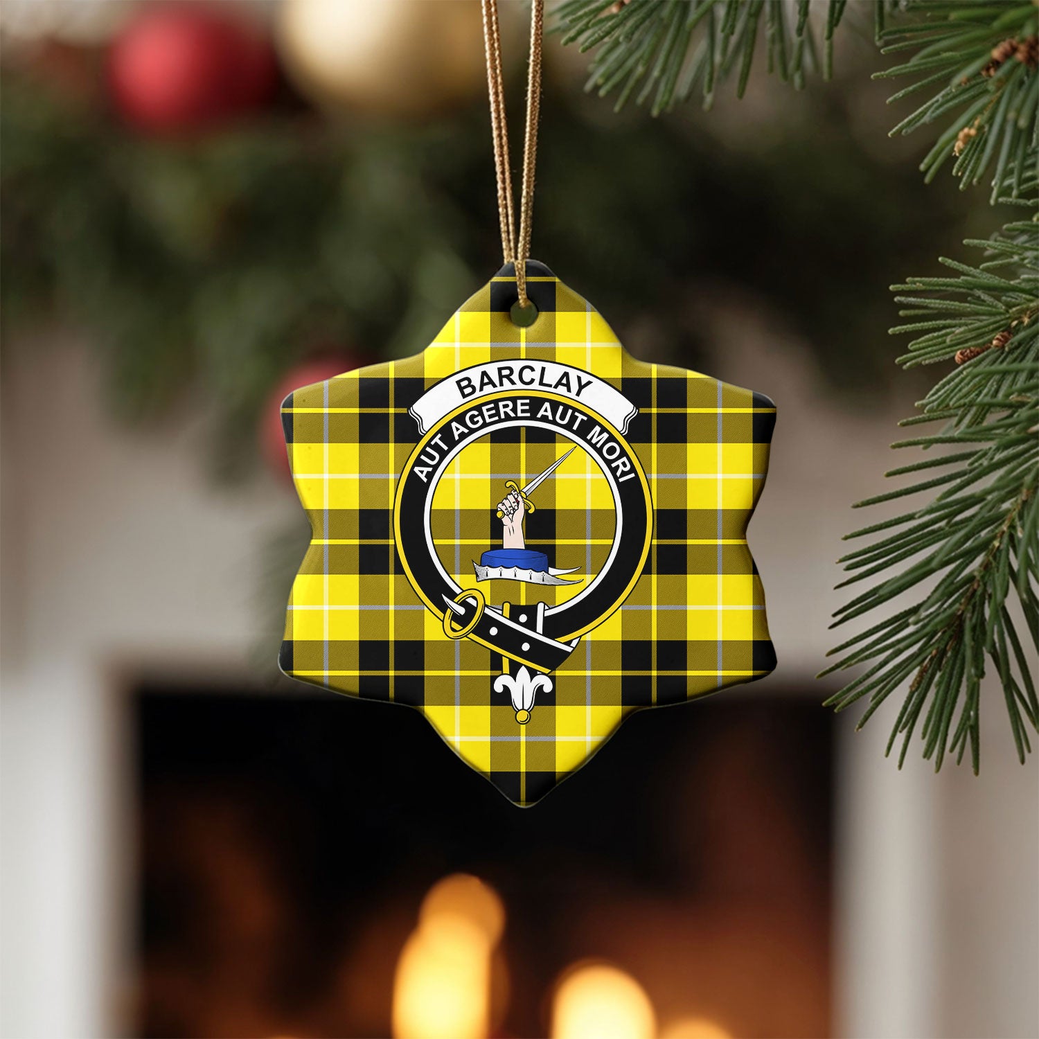 Barclay Dress Modern Tartan Crest Christmas Ceramic Ornament
