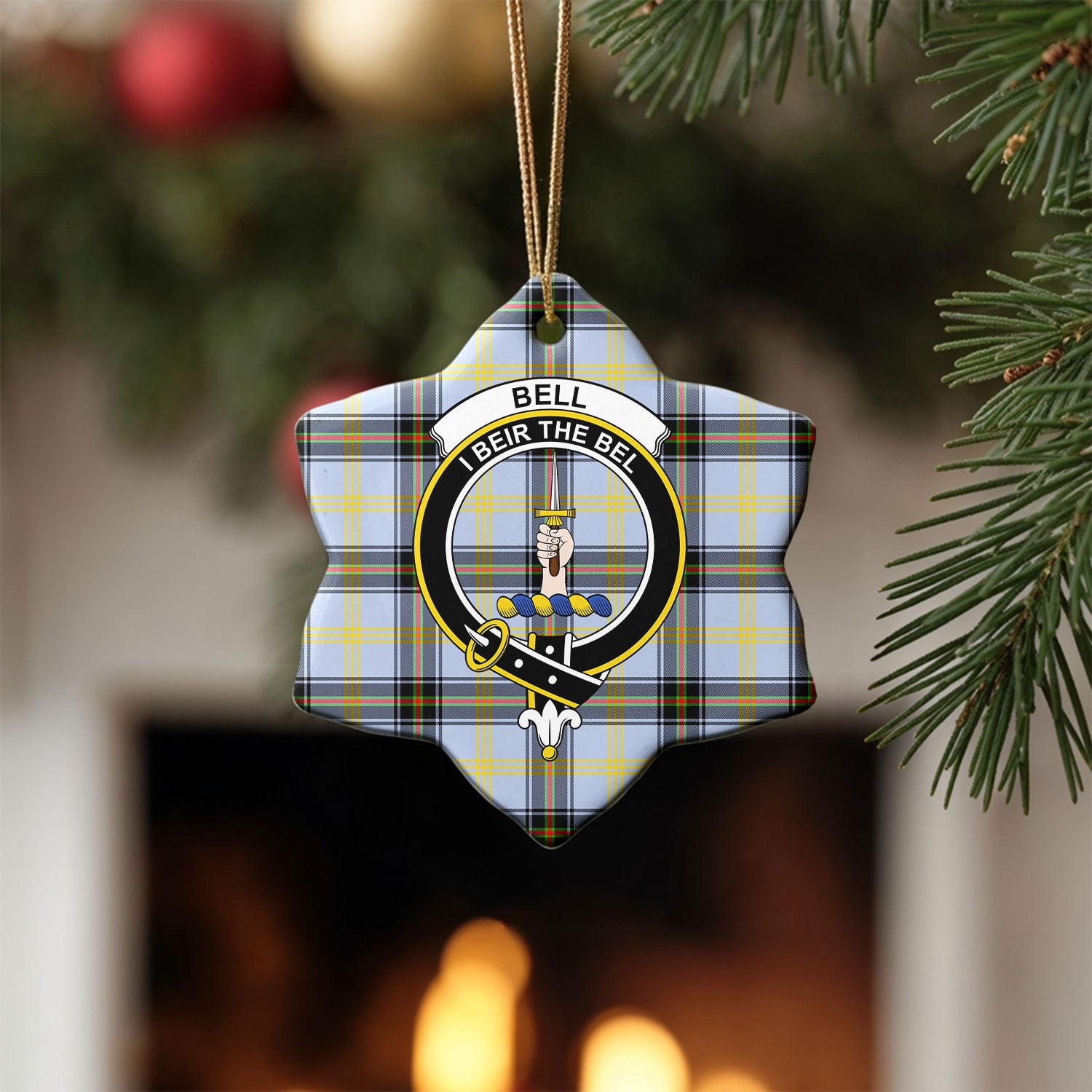 Bell of the Borders Tartan Crest Christmas Ceramic Ornament
