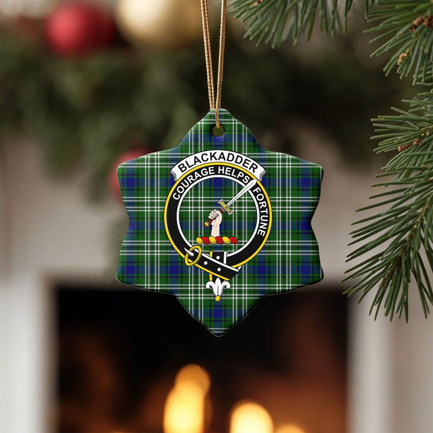 Blackadder Tartan Crest Christmas Ceramic Ornament