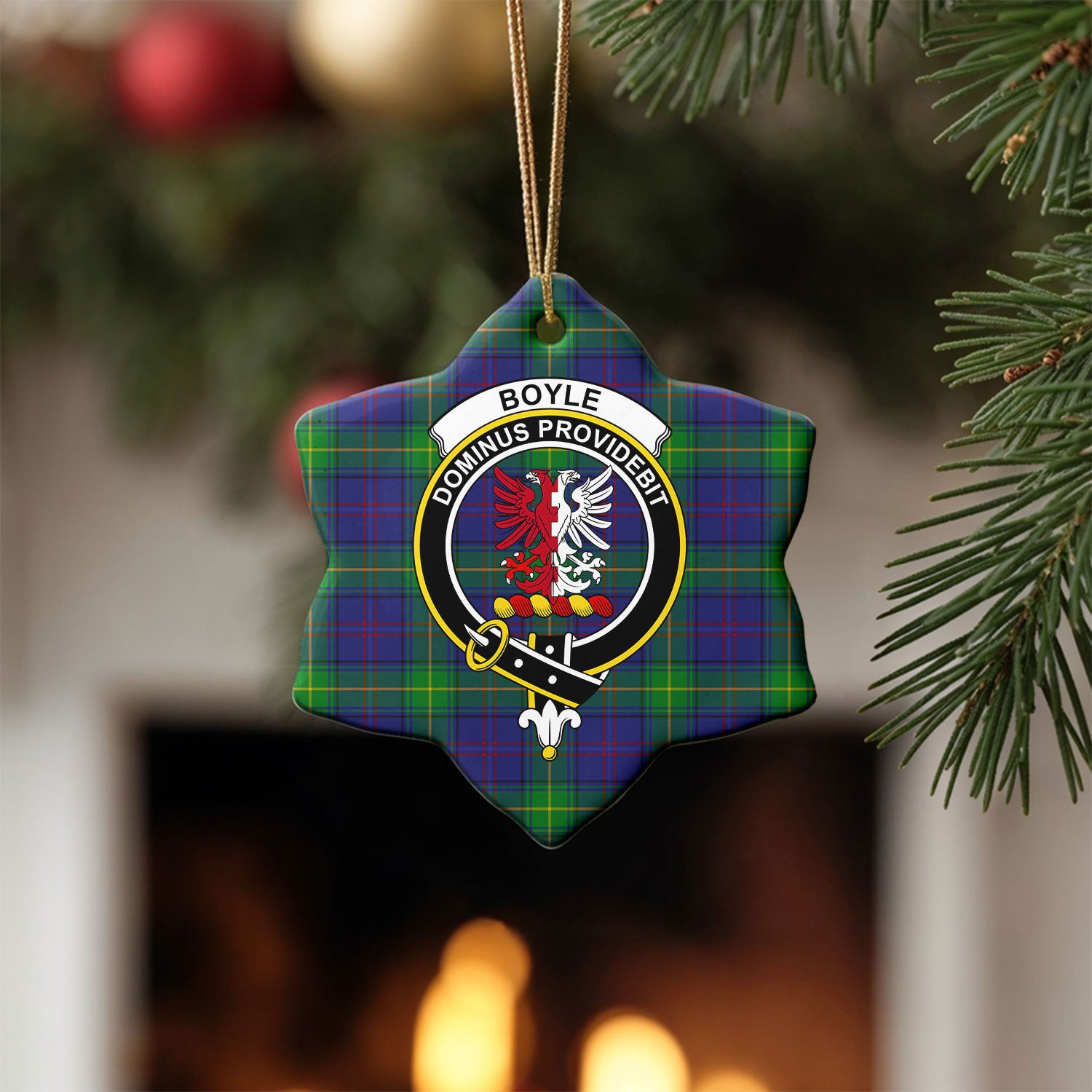 Boyle Tartan Crest Christmas Ceramic Ornament