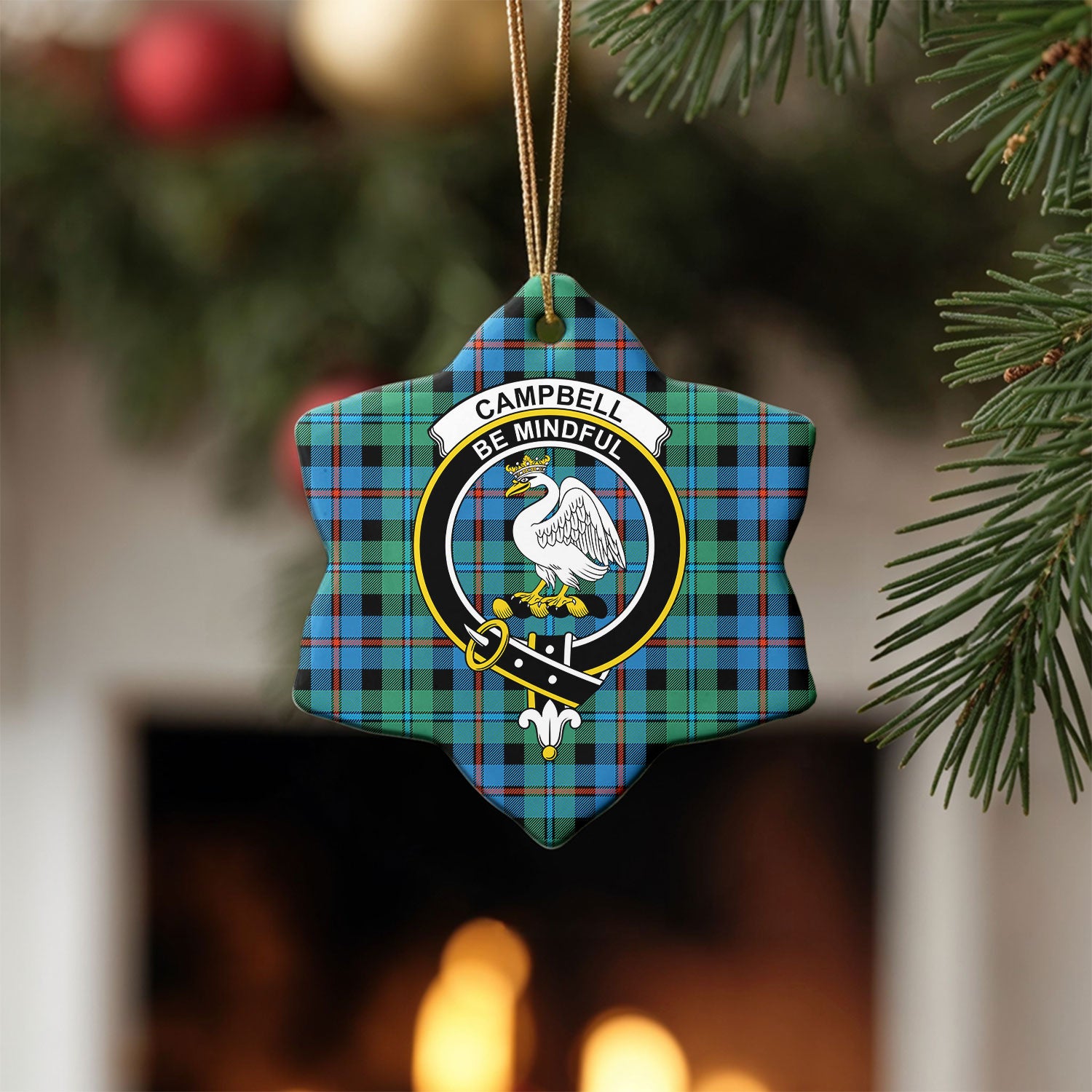 Campbell of Cawdor Ancient Tartan Crest Christmas Ceramic Ornament