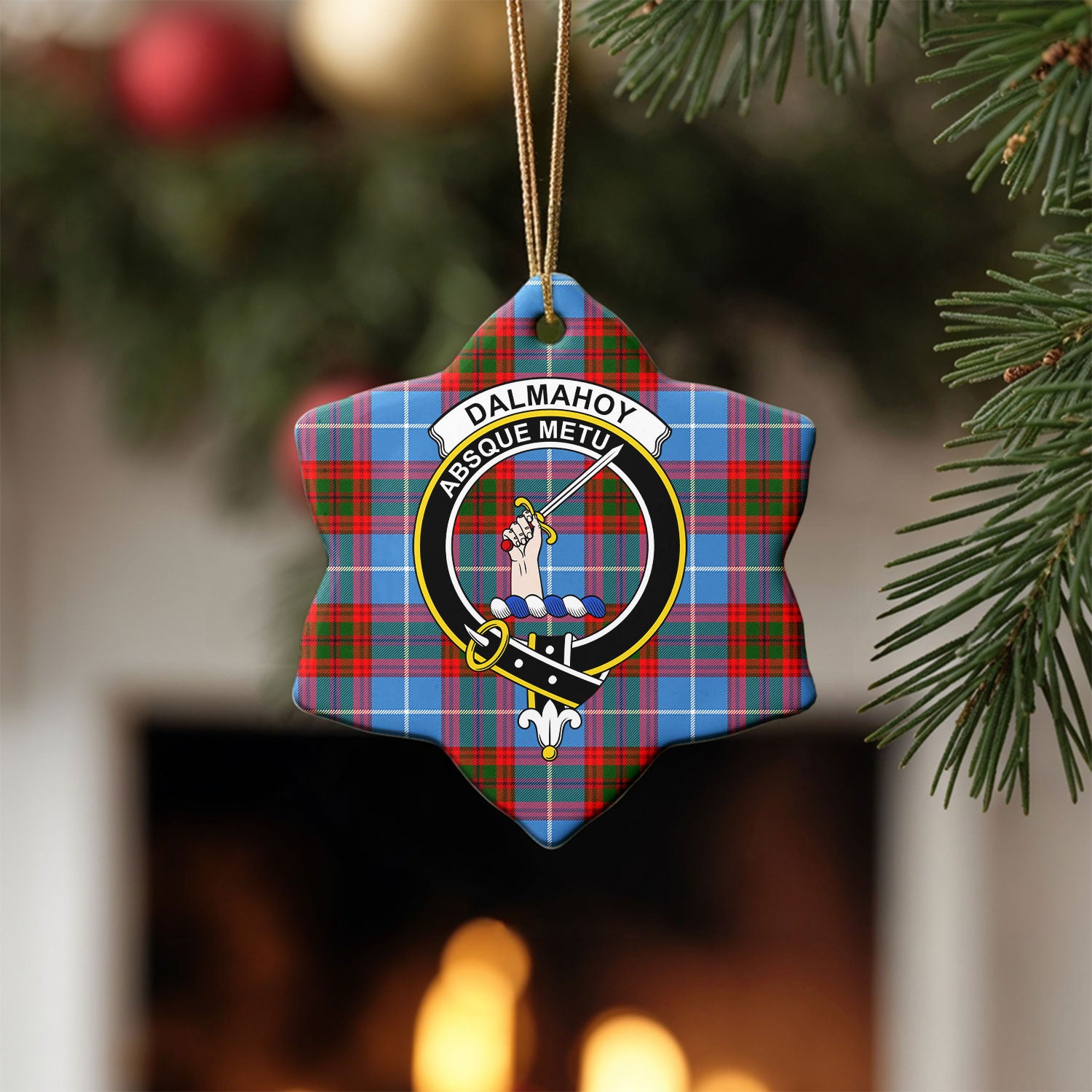Dalmahoy Tartan Crest Christmas Ceramic Ornament