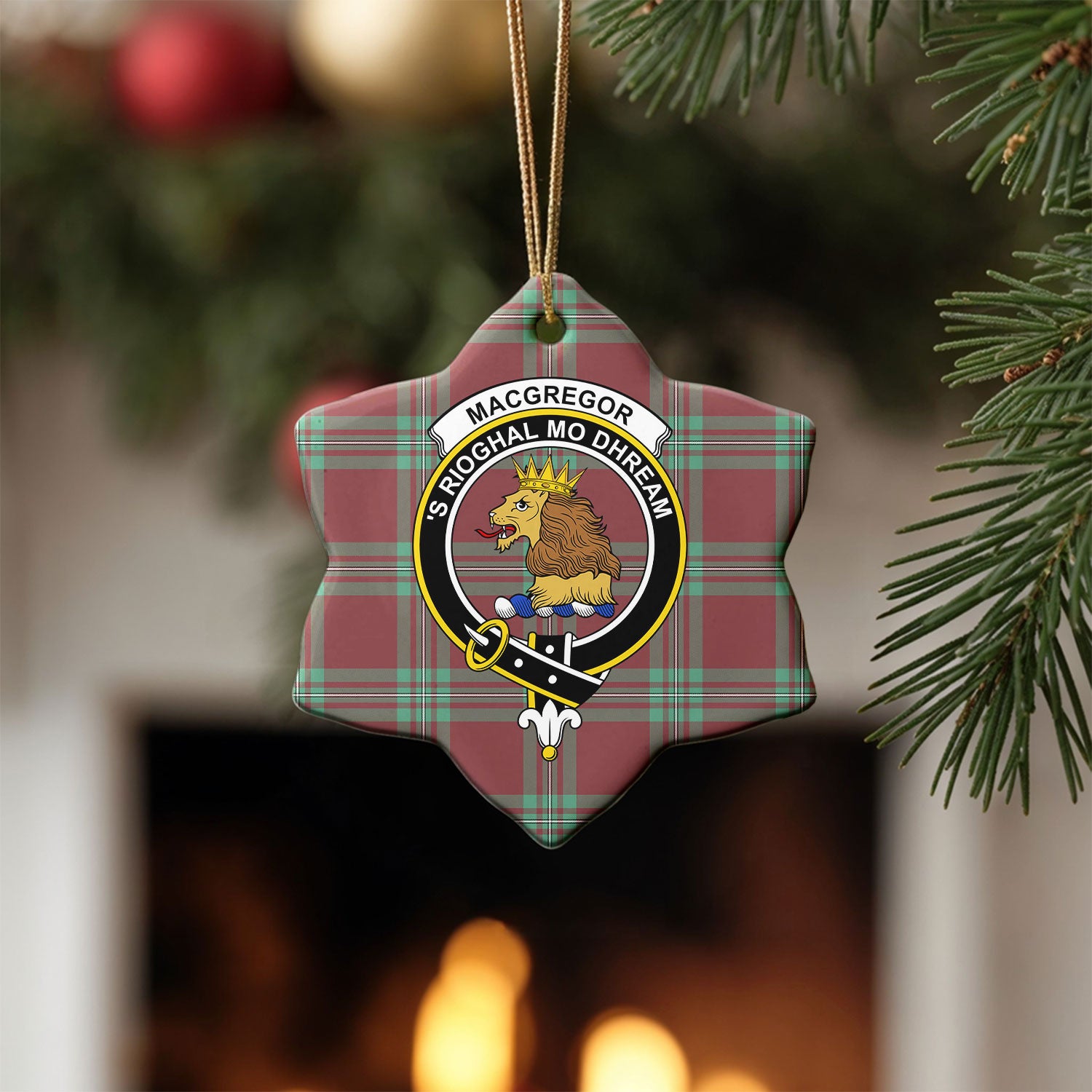 MacGregor Hunting Ancient Tartan Crest Christmas Ceramic Ornament