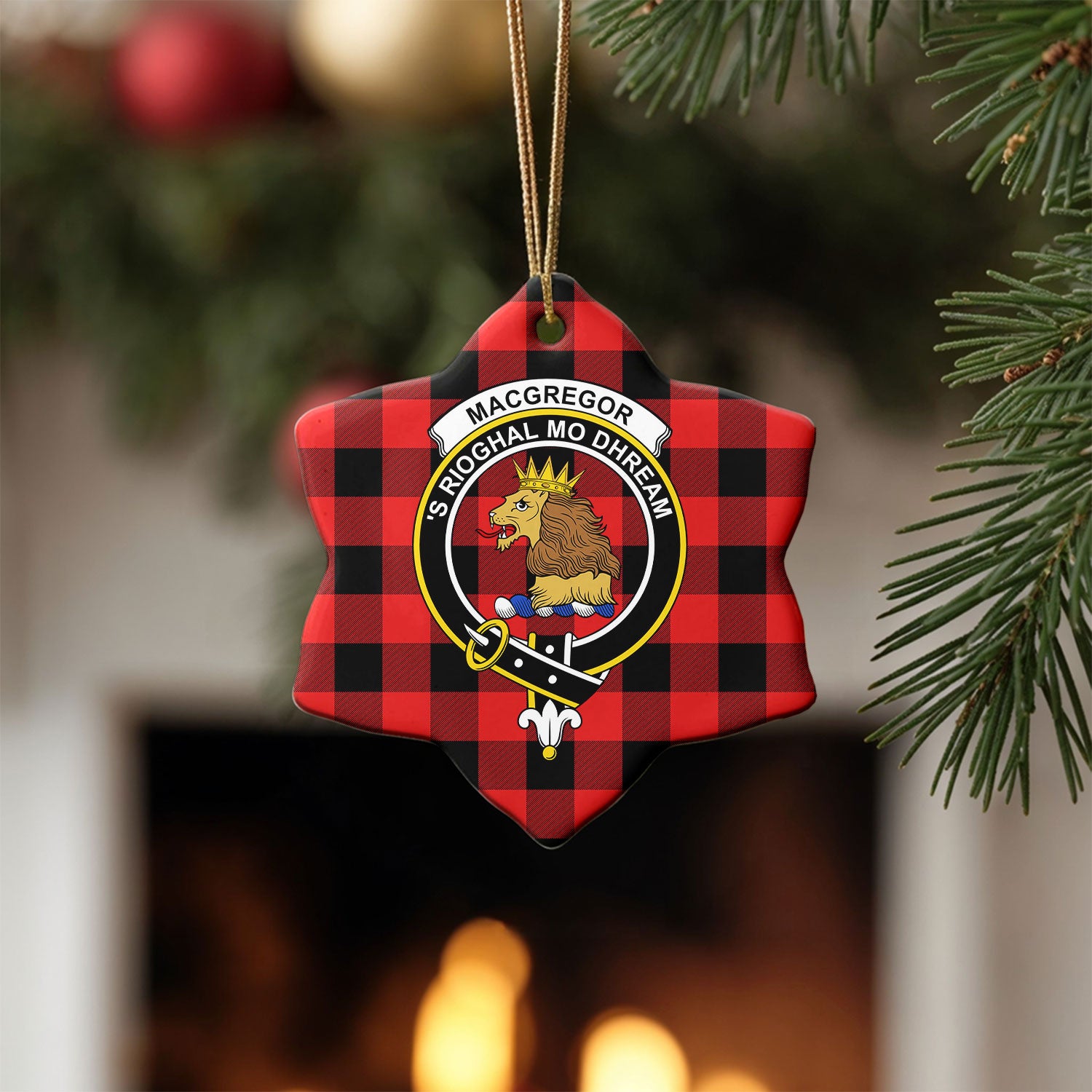 MacGregor Rob Roy Modern Tartan Crest Christmas Ceramic Ornament