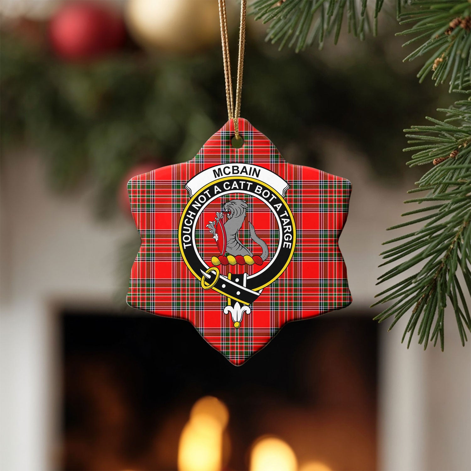 McBain Tartan Crest Christmas Ceramic Ornament