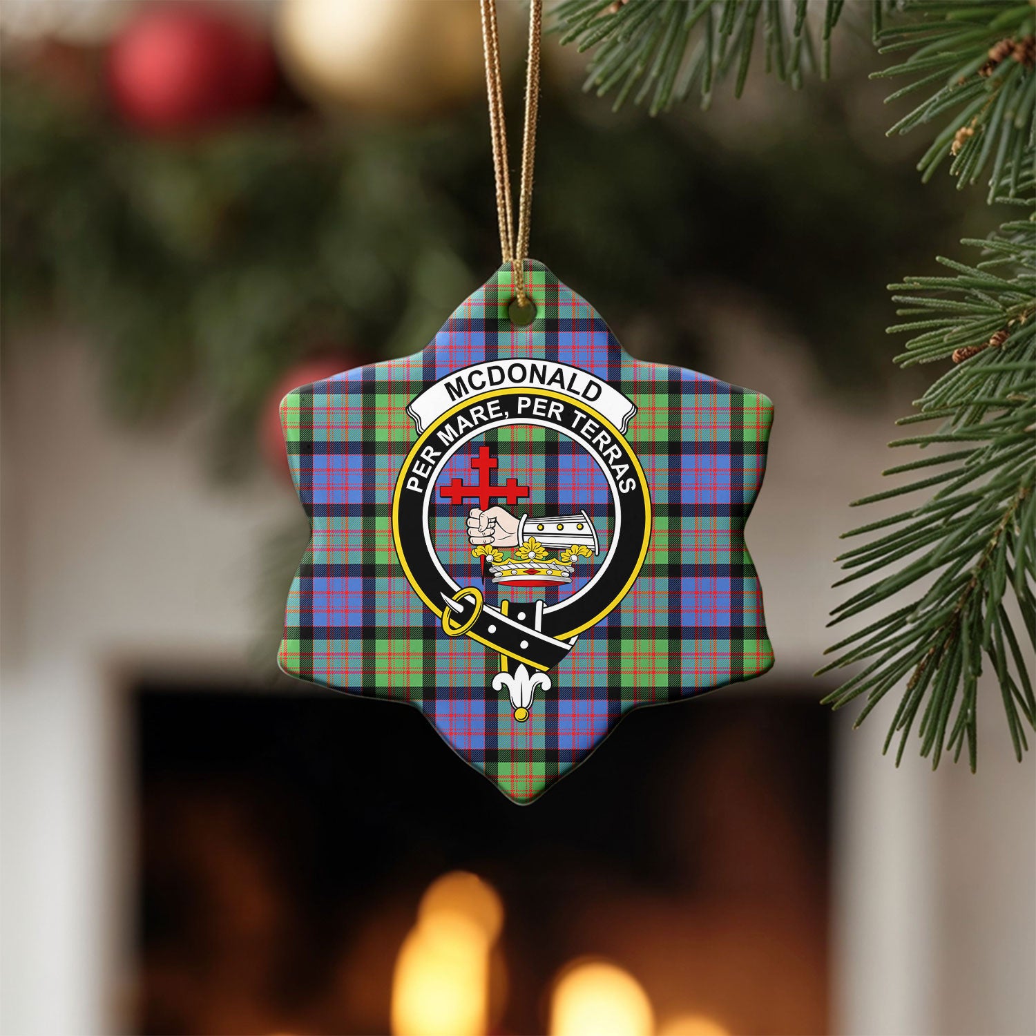 McDonald Ancient Tartan Crest Christmas Ceramic Ornament